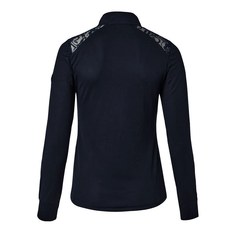Horze Women's Sianna Long Sleeved Show Shirt W/ Lace Shoulders - Dark Navy 6 Horze Women's Sianna Long Sleeved Show Shirt W/ Lace Shoulders - Dark Navy - Image 4