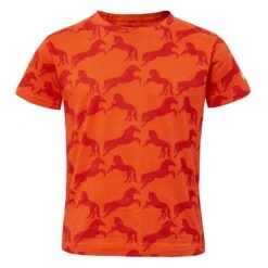 Horze Kids' Micky Organic Cotton Tee Shirt - Mandarine Orange