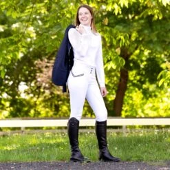 Horze Women's Sianna Long Sleeved Show Shirt W/ Lace Shoulders - White -Equestrian Supplies Shop 532556 800 800