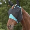 Weatherbeeta Comfitec Deluxe Fine Mesh Mask W/Ears - Black/Turquoise -Equestrian Supplies Shop 535879 800 800