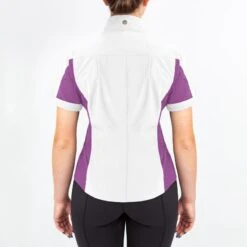 Irideon Kids' Athena Short Sleeve Show Shirt - Bright White/Purple Hibiscus -Equestrian Supplies Shop 540315 800 800