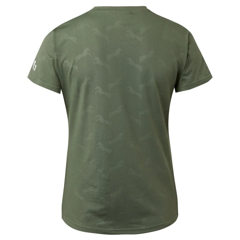 Horze Women's Nina Technical T-Shirt W/Horse Prints - Olivine Green 8 Horze Women's Nina Technical T-Shirt W/Horse Prints - Olivine Green - Image 6