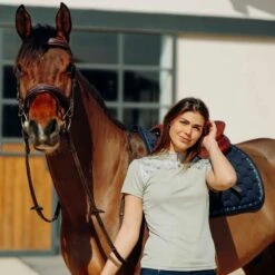 Horze Women's Kaitlin Short Sleeved Performance Shirt W/ Flower Print - Plaza Taupe Light Brown -Equestrian Supplies Shop 542950 800 800