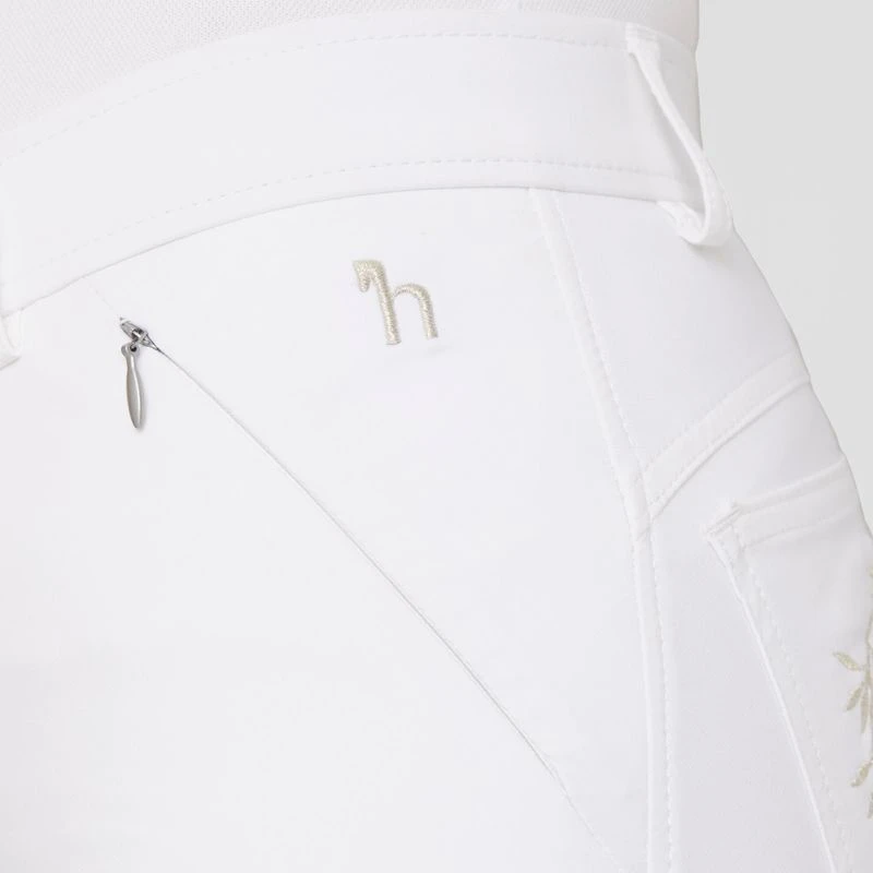 Horze Women's Kaitlin Knee Patch Breeches - White 4 Horze Women's Kaitlin Knee Patch Breeches - White - Image 2