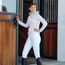 Horze Women's Kaitlin Knee Patch Breeches - White 9 Horze Women's Kaitlin Knee Patch Breeches - White -Equestrian Supplies Shop 543722 800 800