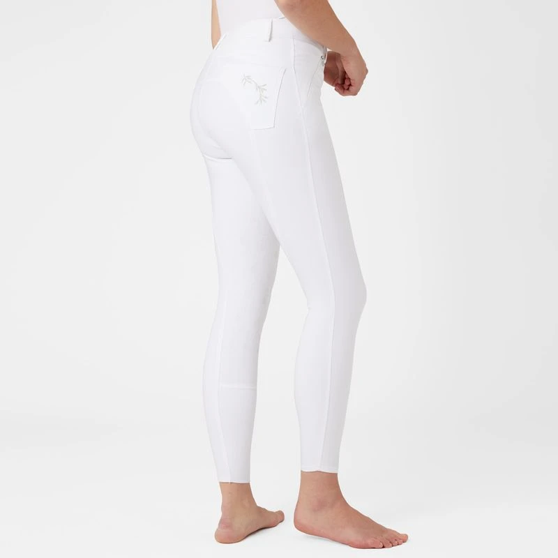 Horze Women's Kaitlin Knee Patch Breeches - White 6 Horze Women's Kaitlin Knee Patch Breeches - White - Image 4