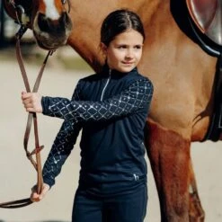 Horze Kids' Fia Long Sleeved Shirt - Peacoat Dark Blue -Equestrian Supplies Shop 544195 800 800