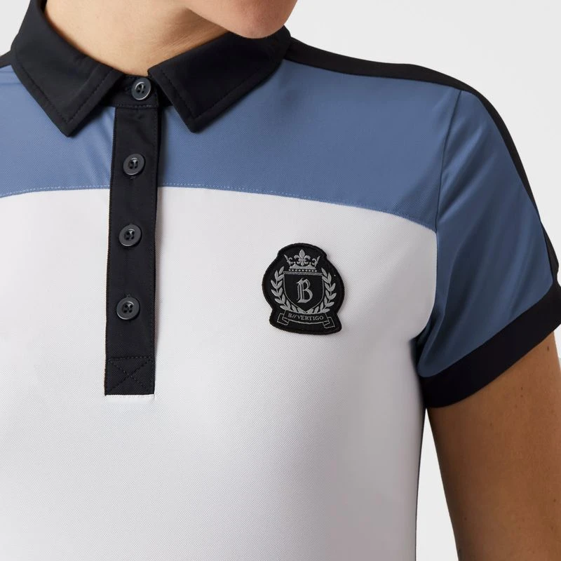 B Vertigo Women's Alessa Performance Polo Shirt - Infinity Blue/ White 6 B Vertigo Women's Alessa Performance Polo Shirt - Infinity Blue/ White - Image 4