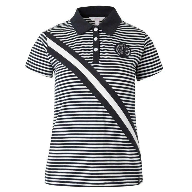 Horze Women's Jessie Polo Shirt - Dark Navy/White 3 Horze Women's Jessie Polo Shirt - Dark Navy/White