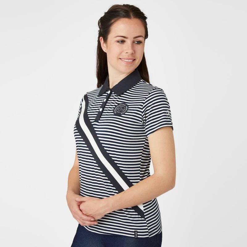 Horze Women's Jessie Polo Shirt - Dark Navy/White 4 Horze Women's Jessie Polo Shirt - Dark Navy/White - Image 2