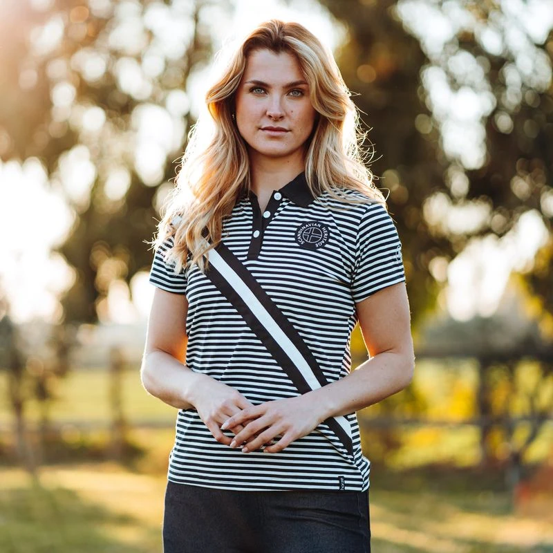 Horze Women's Jessie Polo Shirt - Dark Navy/White 7 Horze Women's Jessie Polo Shirt - Dark Navy/White - Image 5