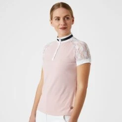 B Vertigo Women's Lauren Lace Short Sleeve Show Shirt - Pink Chalk -Equestrian Supplies Shop 549007 800 800