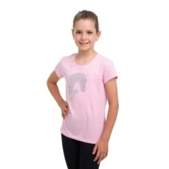 Cavalliera Kids' Jumping Star Short Sleeve Cotton Top - Rose -Equestrian Supplies Shop 558889 800 800