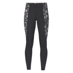 Kerrits Women's Flow Rise Knee Patch Performance Tights - Black/Black Winter Bloom
