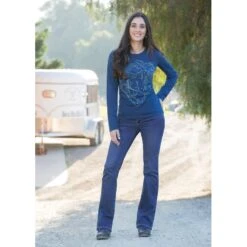 EQL Women's Windy Horse Long Sleeve T-Shirt - Admiral -Equestrian Supplies Shop 581803 800 800