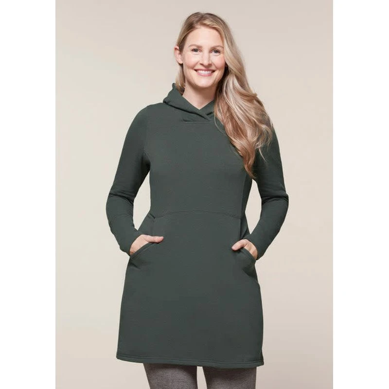 EQL Women's Weekender Fleece Hoodie Dress - Spruce 4 EQL Women's Weekender Fleece Hoodie Dress - Spruce - Image 2