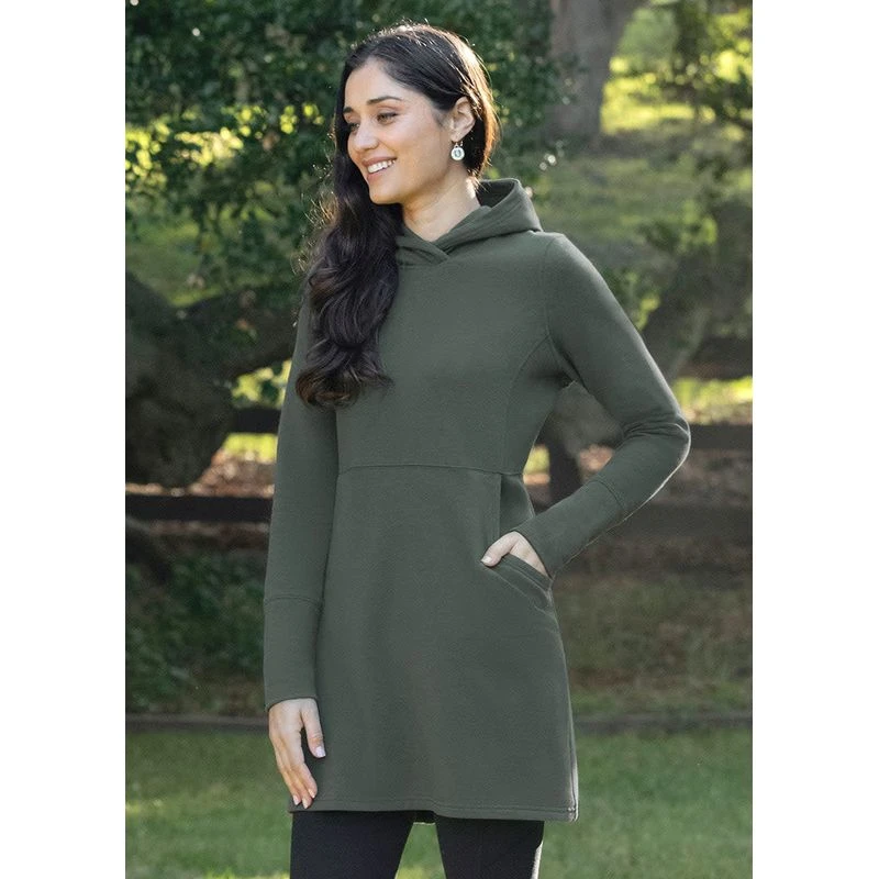 EQL Women's Weekender Fleece Hoodie Dress - Spruce 7 EQL Women's Weekender Fleece Hoodie Dress - Spruce - Image 5