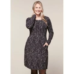 EQL Women's Inspired Scoop Neck Long Sleeve Dress - Black Horseshoe Branches -Equestrian Supplies Shop 585357 800 800