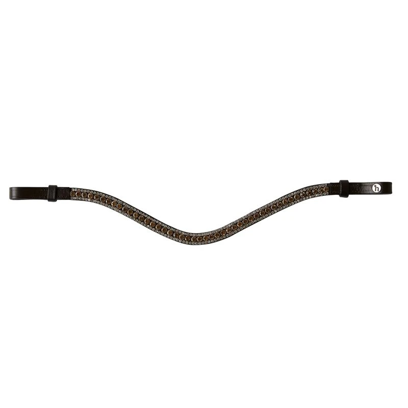 Horze Columbia Browband W/Crystals - Brown/Gold 3 Horze Columbia Browband W/Crystals - Brown/Gold
