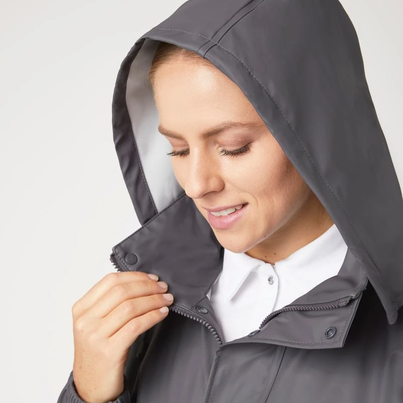 Horze Women's Rory Waterproof Riding Rain Jacket & Pants Set - Blackened Pearl 4 Horze Women's Rory Waterproof Riding Rain Jacket & Pants Set - Blackened Pearl - Image 2