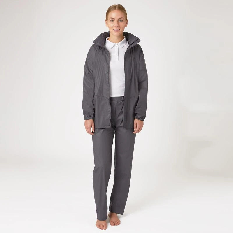 Horze Women's Rory Waterproof Riding Rain Jacket & Pants Set - Blackened Pearl 7 Horze Women's Rory Waterproof Riding Rain Jacket & Pants Set - Blackened Pearl - Image 5