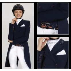 Fair Play Women's Dorothee Rose Gold Shadbelly Coat - Navy -Equestrian Supplies Shop 593942 800 800