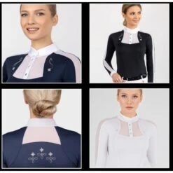 Fair Play Women's Lorella Long Sleeve Competition Shirt - Beige/White -Equestrian Supplies Shop 594490 800 800