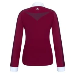 Fair Play Women's Claire Pearl Long Sleeve Competition Shirt - Burgundy/White -Equestrian Supplies Shop 594952 800 800