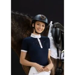 Fair Play Women's Cathrine Rose Gold Short Sleeve Competition Shirt - Navy/White -Equestrian Supplies Shop 595601 800 800