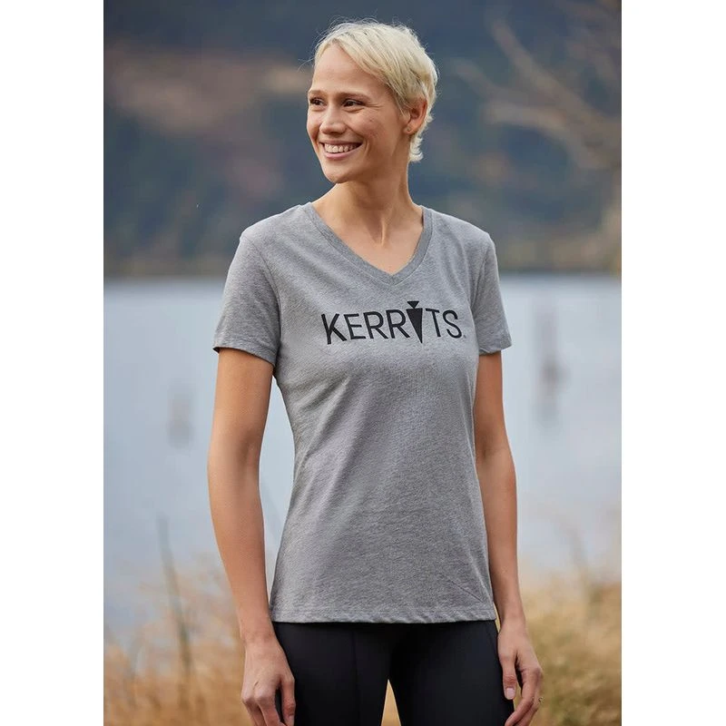 Kerrits Women's Logo V-Neck Tee - Heathered Nickle/Black 5 Kerrits Women's Logo V-Neck Tee - Heathered Nickle/Black - Image 3