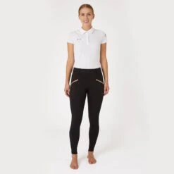 Horze Women's Rosie Full Seat Tights W/Rose Gold Zippers - Black 10 Horze Women's Rosie Full Seat Tights W/Rose Gold Zippers - Black -Equestrian Supplies Shop 599965 800 800