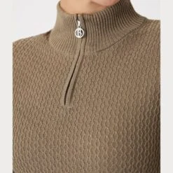 B Vertigo Women's Ruth Knitted 1/4 Zip Sweater - Shiitake Beige -Equestrian Supplies Shop 601201 800 800