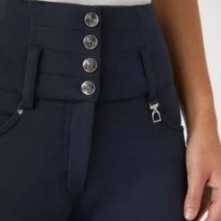 Horze Women's Tara High Waist Breeches Leather Full Seat - Inkwell Navy -Equestrian Supplies Shop 601935 800 800