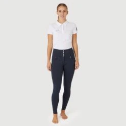 Horze Women's Tara High Waist Breeches Leather Full Seat - Inkwell Navy -Equestrian Supplies Shop 601937 800 800
