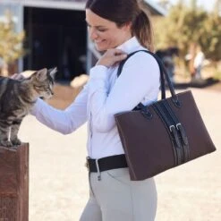 Oughton Half Halt Classic Canvas Handbag - Heritage Brown/Black -Equestrian Supplies Shop 603843 800 800