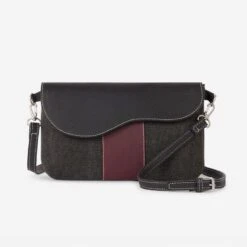 Oughton Vintage Canvas Paddock Crossbody - Graphite/Bordeaux