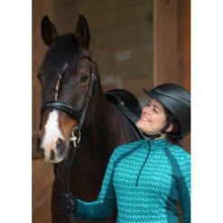 Kerrits Women's Always Cool Print Ice Fil Long Sleeve Shirt - Peacock Iron Bouquet/Lagoon -Equestrian Supplies Shop 609696 800 800