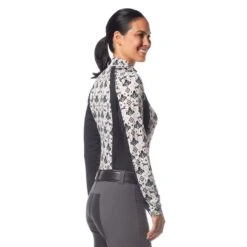 Kerrits Women's Always Cool Print Ice Fil Long Sleeve Shirt - Tan Painted Horse/Black -Equestrian Supplies Shop 609763 800 800