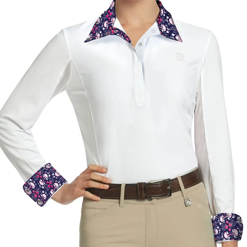Romfh Women's Lindsay Long Sleeve Show Shirt - White/Lilly Bits Navy/Juicy Pink 3 Romfh Women's Lindsay Long Sleeve Show Shirt - White/Lilly Bits Navy/Juicy Pink