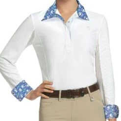Romfh Women's Lindsay Long Sleeve Show Shirt - White/LillyBits Very Peri/Mint