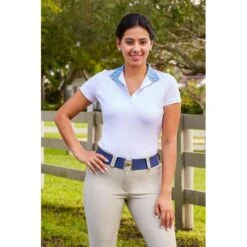 RJ Classics Women's Sadie 37.5 Short Sleeve Show Shirt - White/Blue Paisley Floral -Equestrian Supplies Shop 624060 800 800
