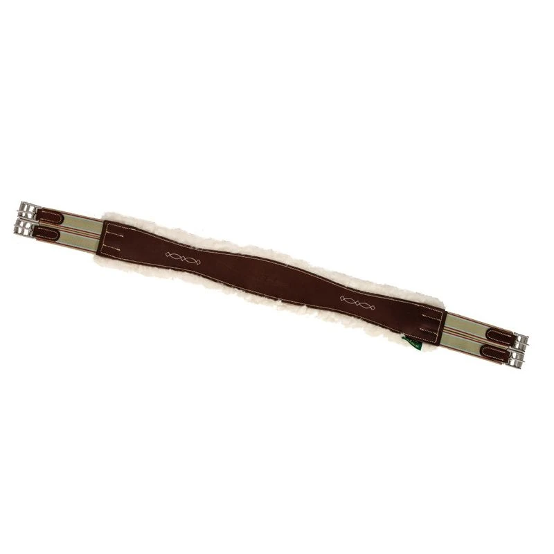 M. Toulouse Shaped Leather Girth W/Sheepskin Lining - Chocolate 3 M. Toulouse Shaped Leather Girth W/Sheepskin Lining - Chocolate