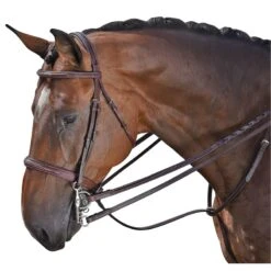 M. Toulouse Platinum Devon Snaffle Hunter Bridle - Chocolate