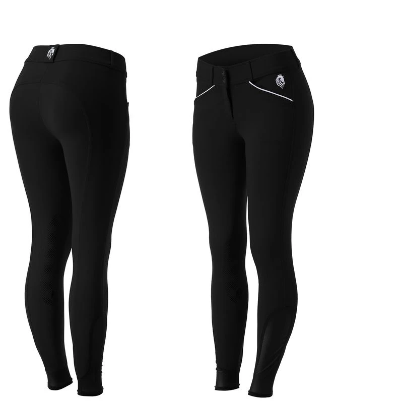 Equinavia Women's Astrid Silicone Knee Patch Breeches - Black/White 3 Equinavia Women's Astrid Silicone Knee Patch Breeches - Black/White