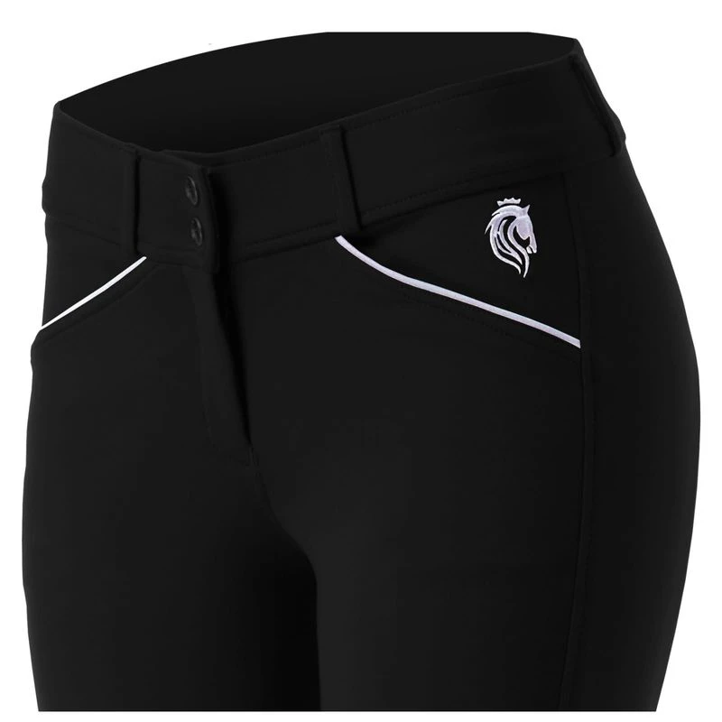 Equinavia Women's Astrid Silicone Knee Patch Breeches - Black/White 4 Equinavia Women's Astrid Silicone Knee Patch Breeches - Black/White - Image 2