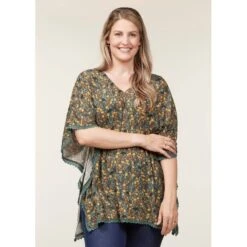 EQL Women's Daydream Gauze Tunic - Cypress Hoofprint Meadow -Equestrian Supplies Shop 644604 800 800