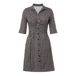 EQL Women's Belted Knit Dress - Black Bit Geo -Equestrian Supplies Shop 644679 800 800