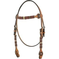 Western Rawhide Red Beads Browband Headstall - Chestnut