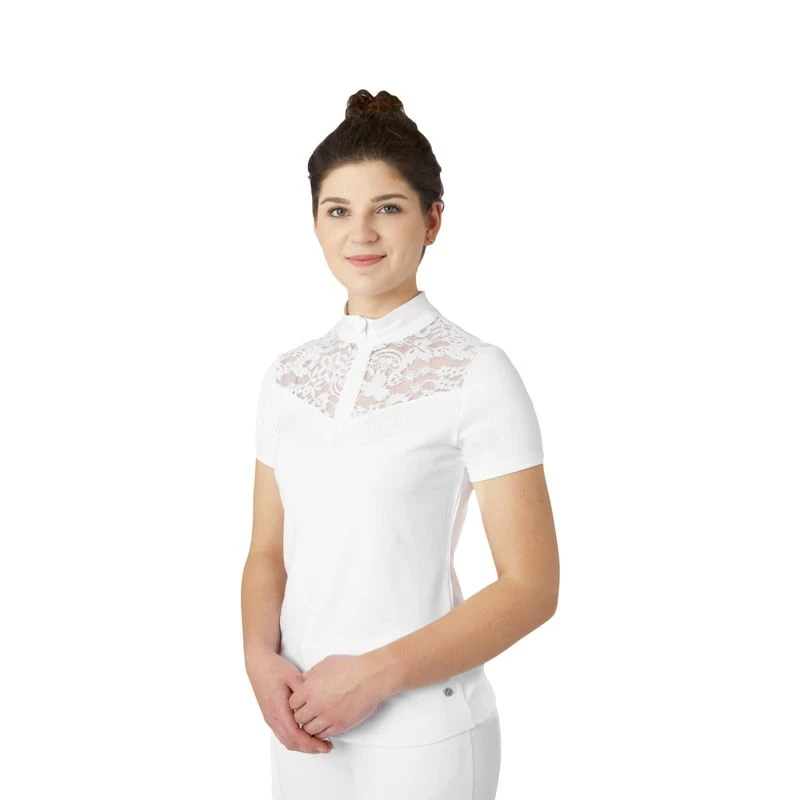 B Vertigo Women's Kayla Laced Short Sleeved Show Shirt - Brilliant White 4 B Vertigo Women's Kayla Laced Short Sleeved Show Shirt - Brilliant White - Image 2