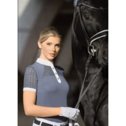 Fair Play Women's Aiko Short Sleeve Competition Shirt - Steel Blue 8 Fair Play Women's Aiko Short Sleeve Competition Shirt - Steel Blue -Equestrian Supplies Shop 655488 800 800